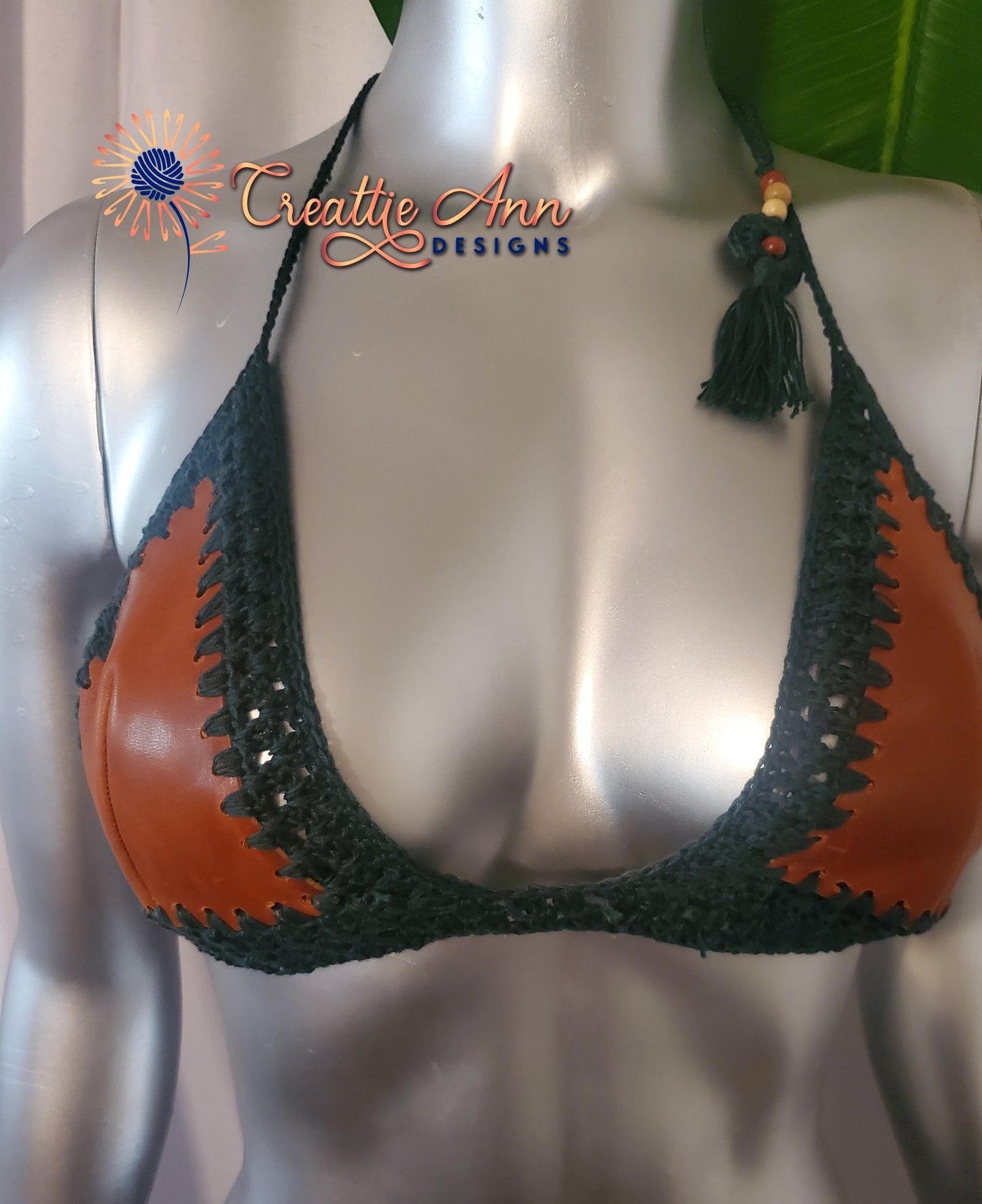 2022 Handmade Crochet 2pc "Earth" Leather & Lace Collection image 3