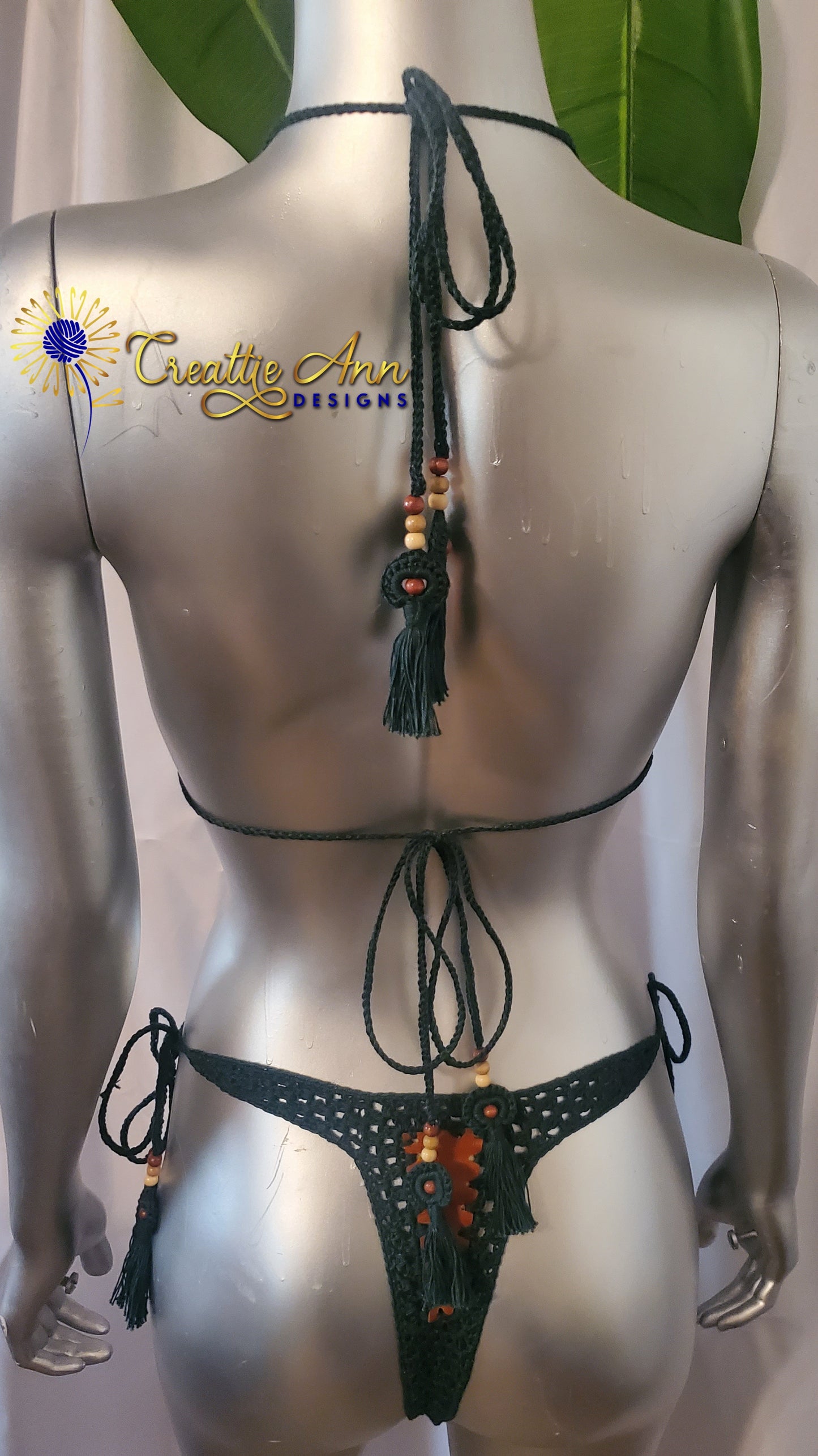 2022 Handmade Crochet 2pc "Earth" Leather & Lace Collection image 7