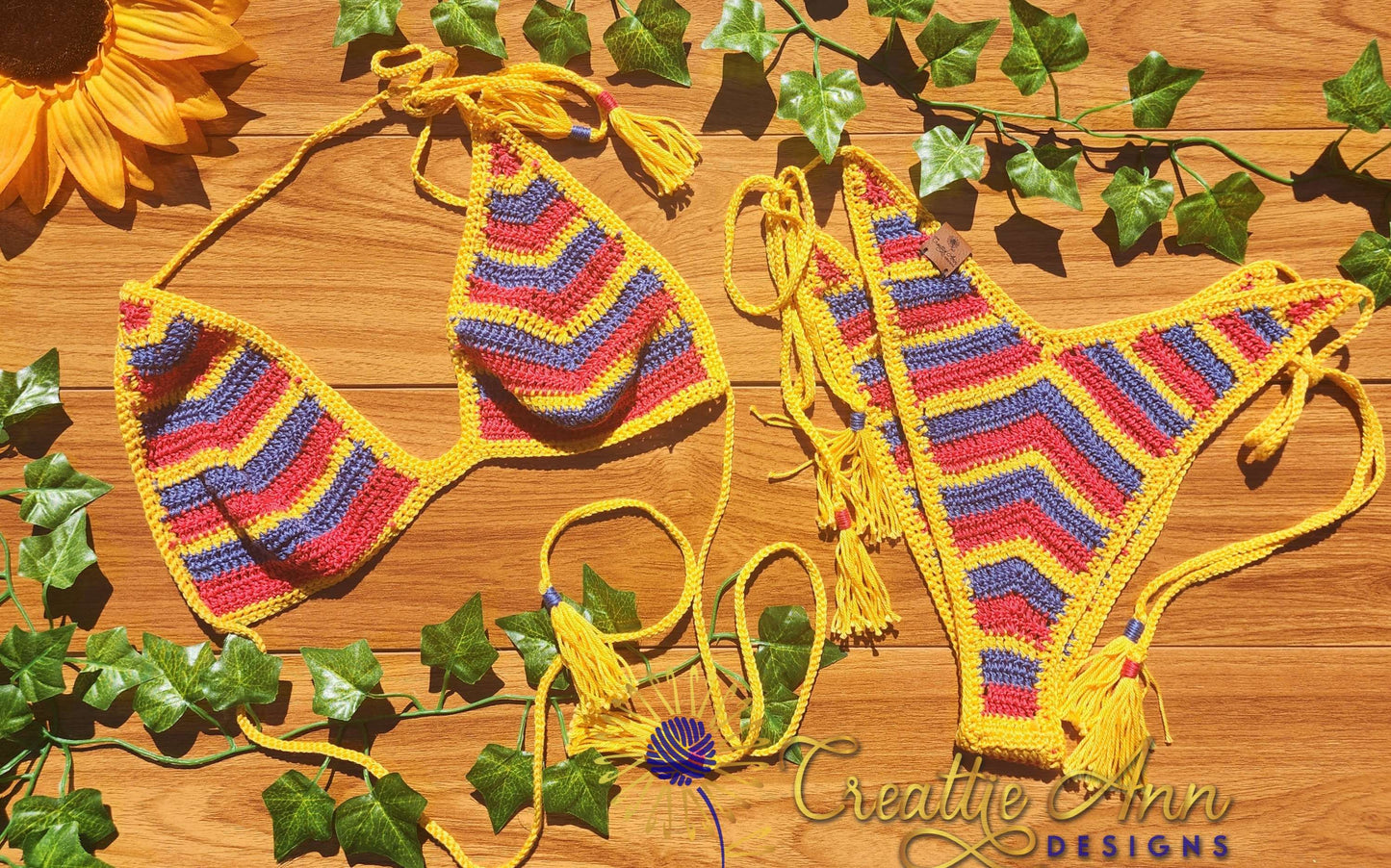 2022 Wonder Woman 2pc Crochet Bikini image 1
