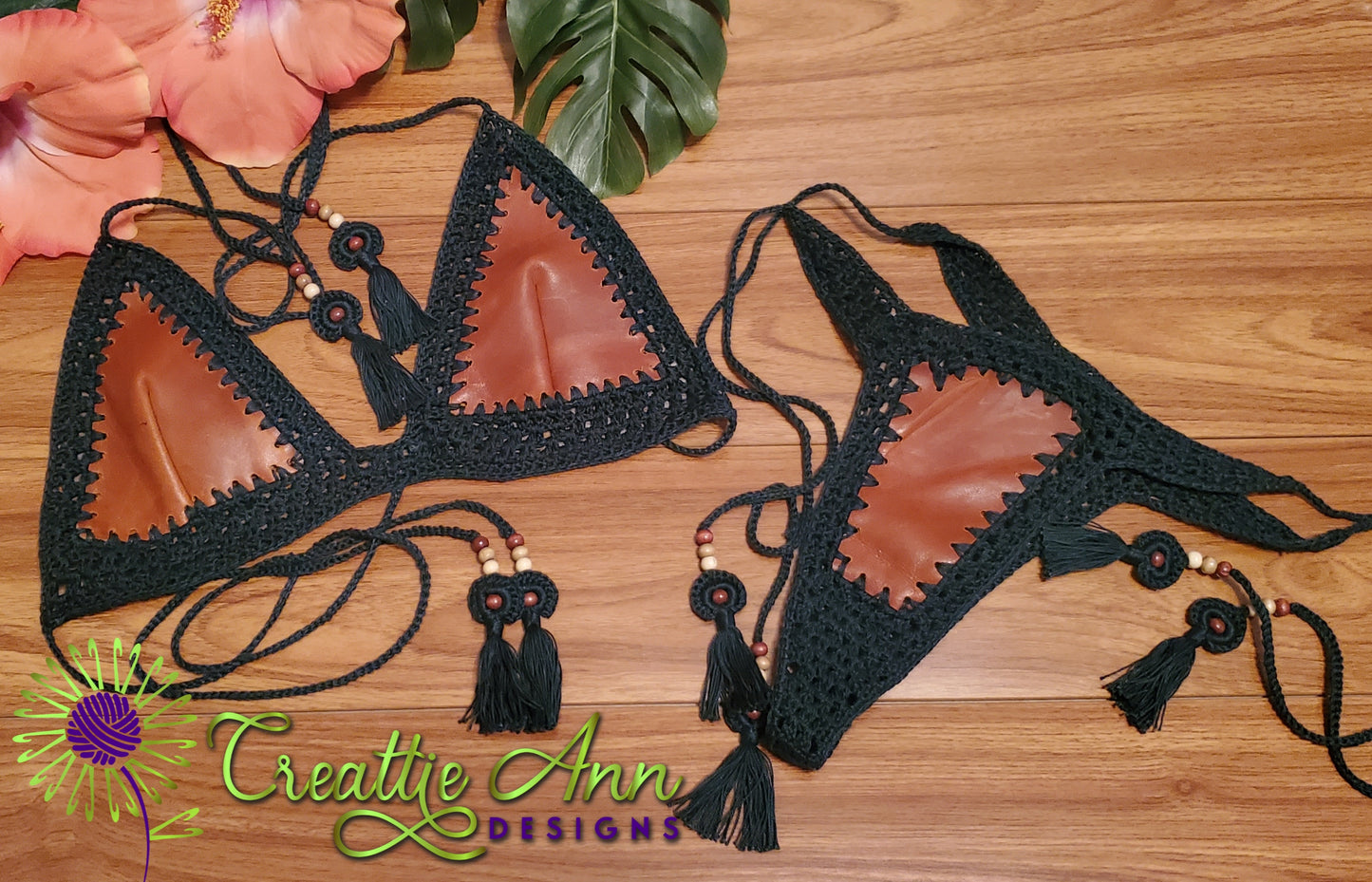 2022 Handmade Crochet 2pc "Earth" Leather & Lace Collection image 10