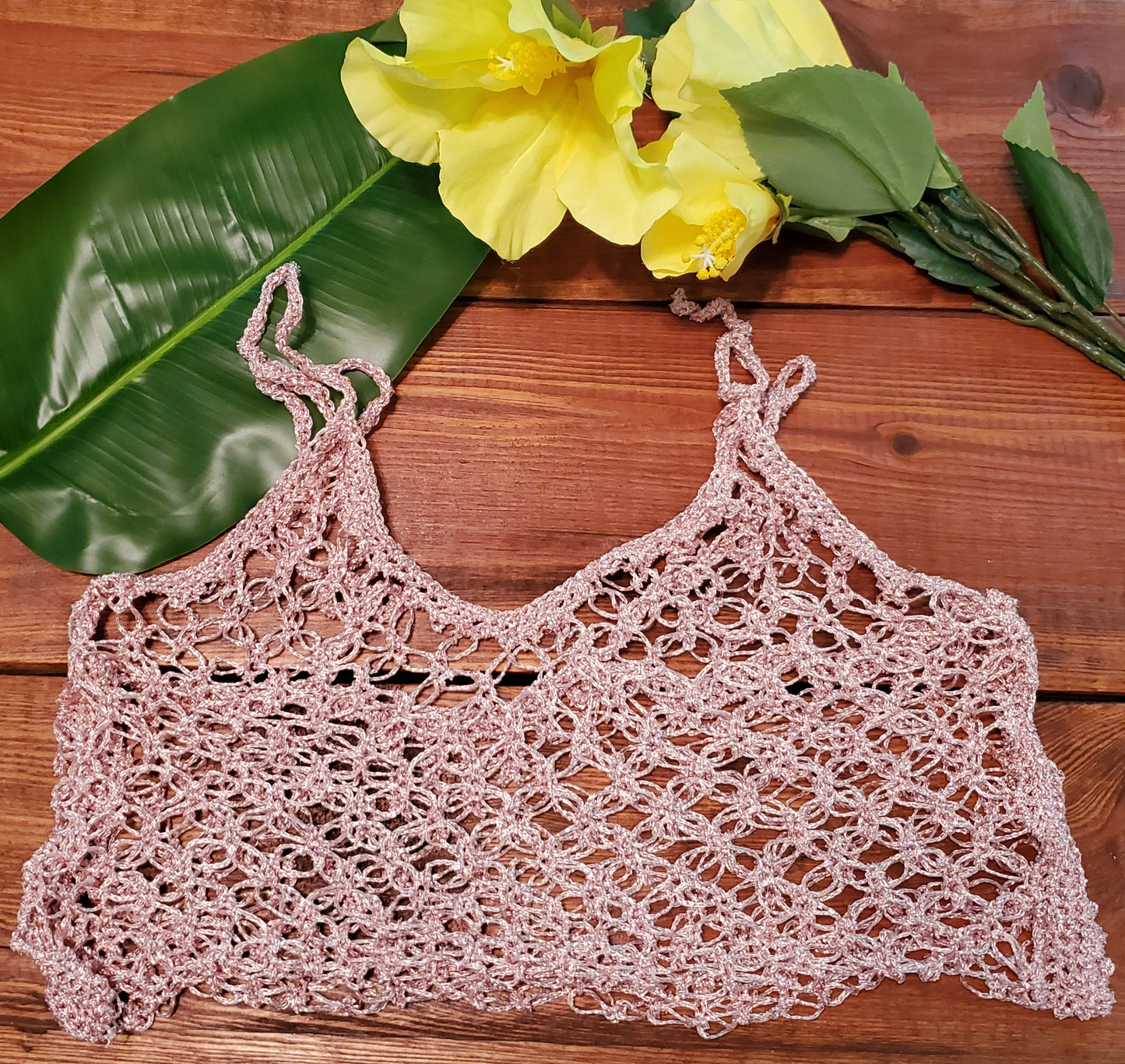 Metallic Mesh Crop Tops image 1