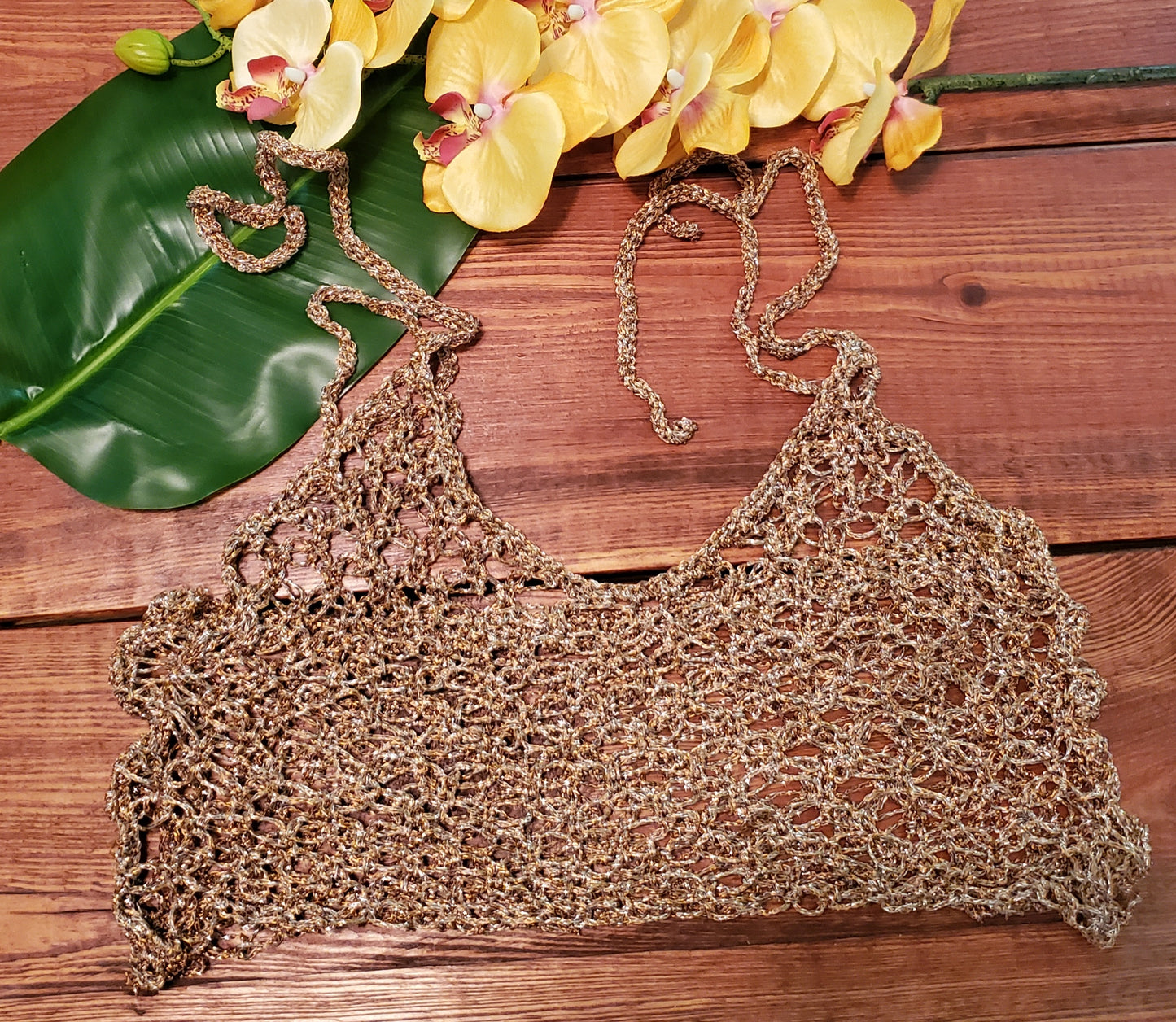 Metallic Mesh Crop Tops image 2
