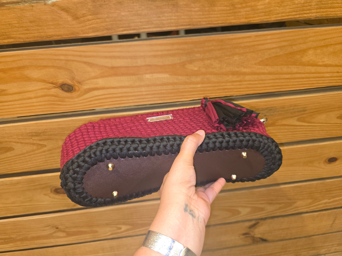 ❤️ The Crimson Noir Luxe Large Crochet Handbag ❤️