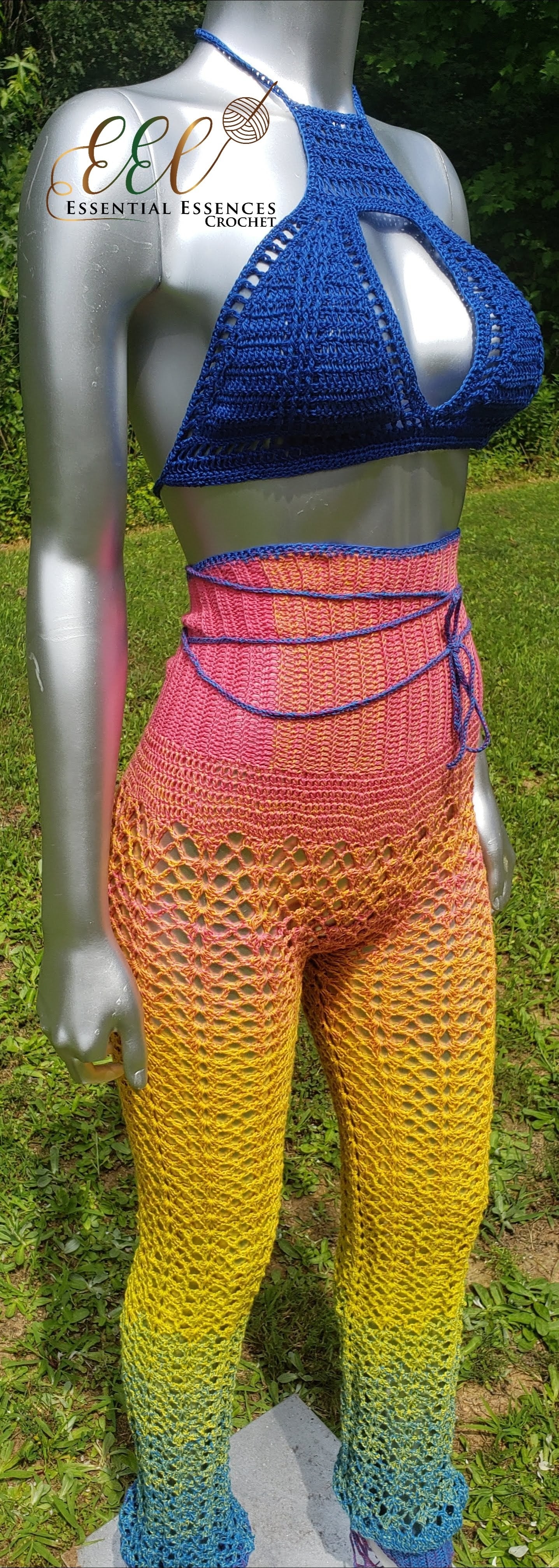 Crochet Multi-Color Jogger w/ Top (optional) S-M image 1