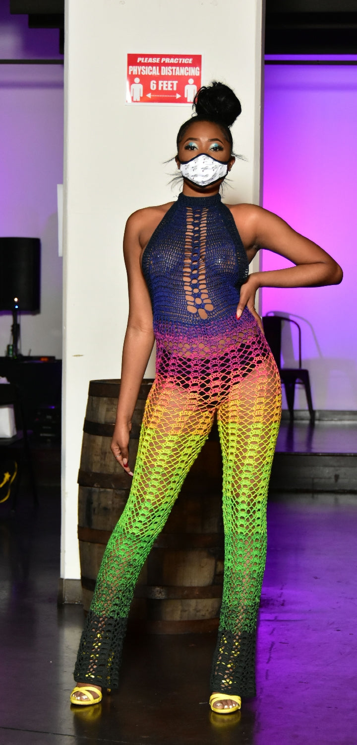 CROCHET Multi-Color Halter Jumpsuit image 5