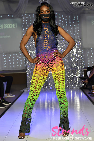 CROCHET Multi-Color Halter Jumpsuit image 0